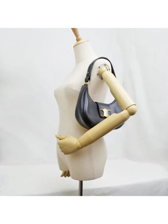 Celine Ava Medium Triomphe Shoulder Bag Black Gold Hardware - Picture 9 of 10